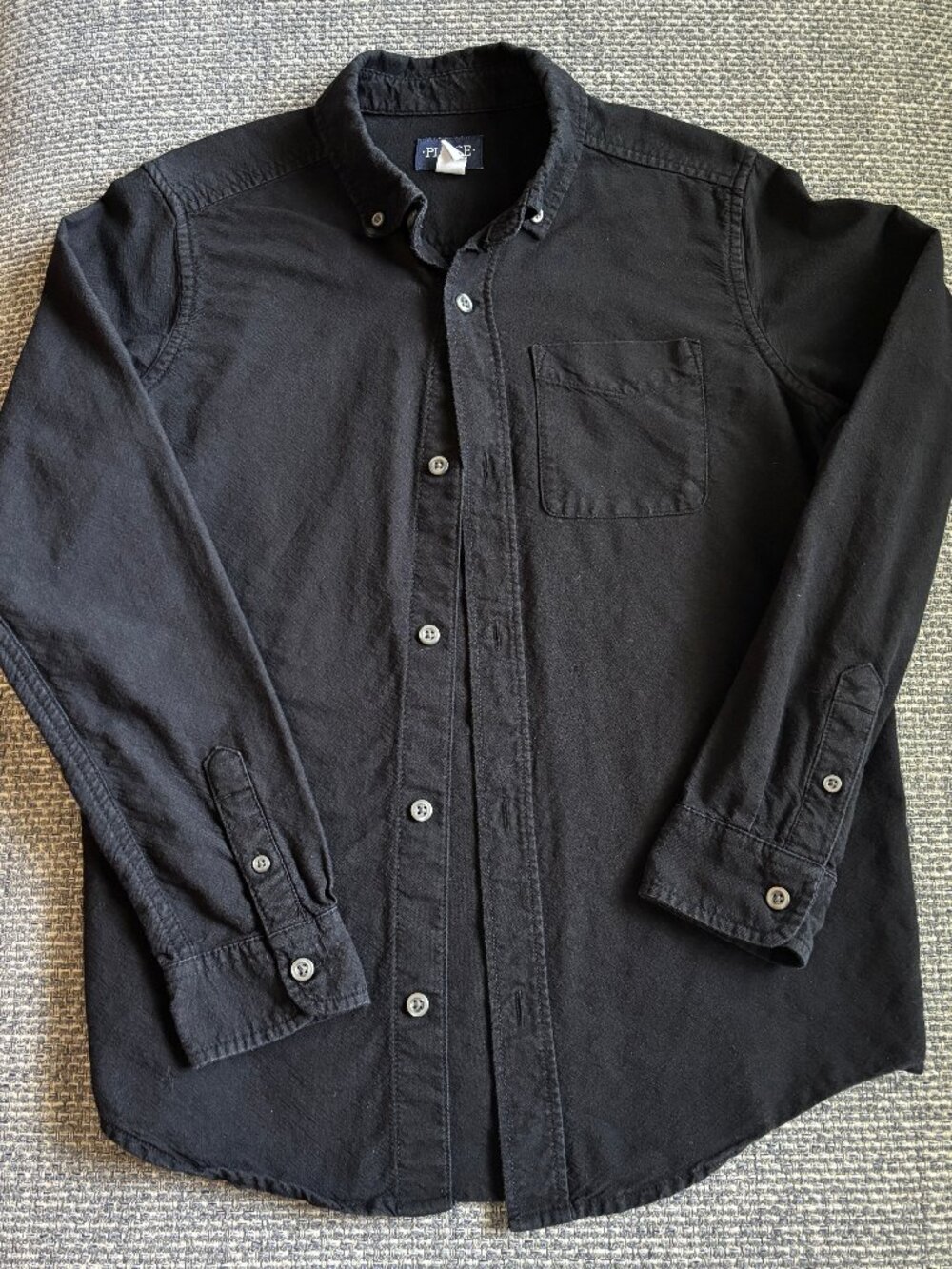 Children's Place Boys Black Long Sleeve Oxford Button-Down Shirt | Sz L (10/12)
